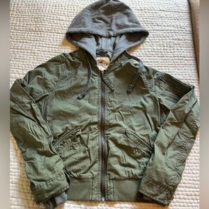 Hollister Green Bomber Jacket with hood